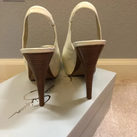 Jessica Simpson White Peep-Toe Slingback Heels SIZE 6 - Picture 3 of 4